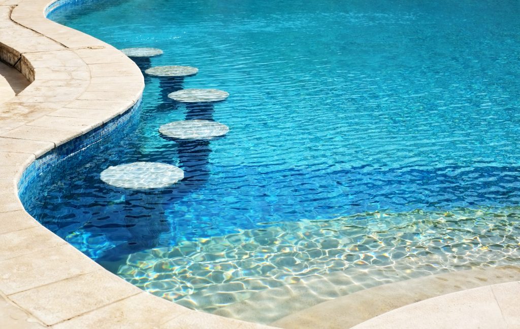 pool with underwater stools