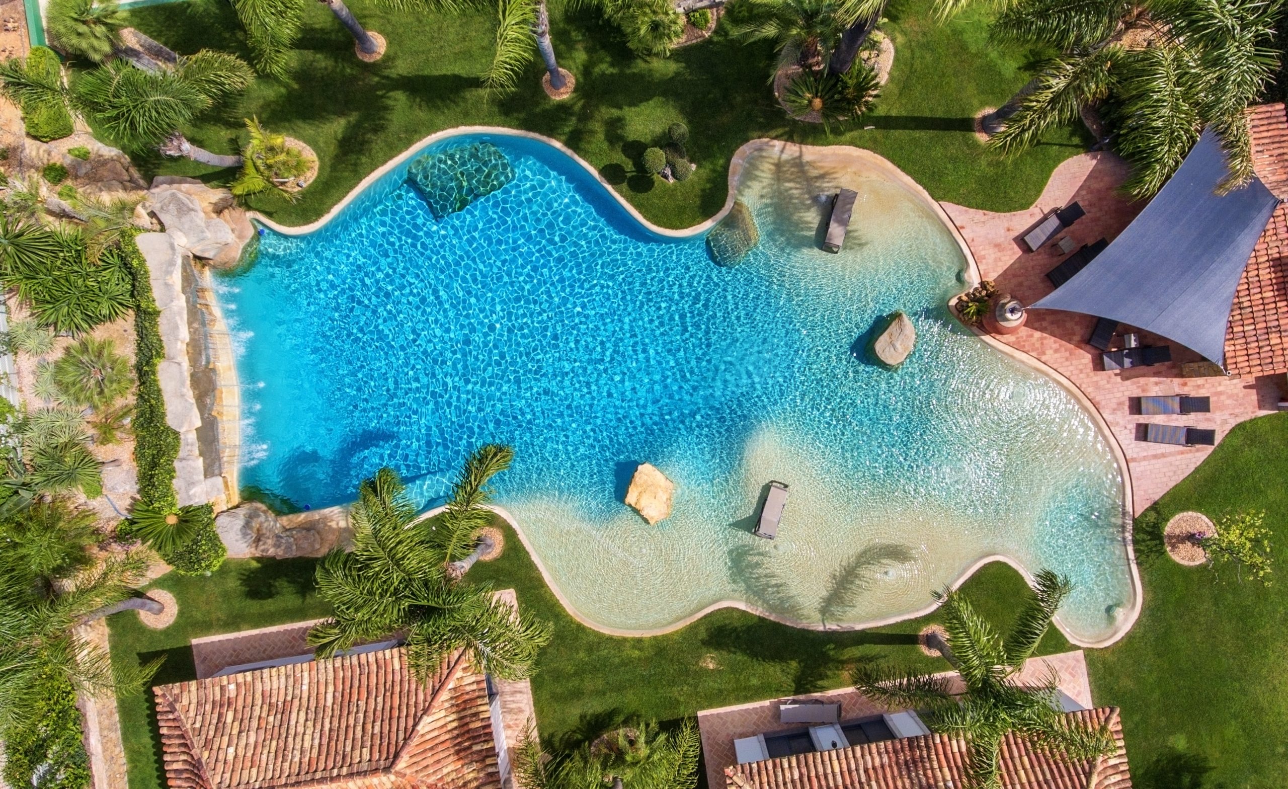 drone view of pool