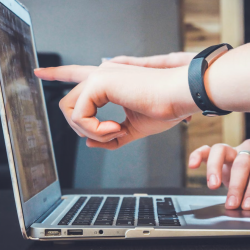 pointing at computer